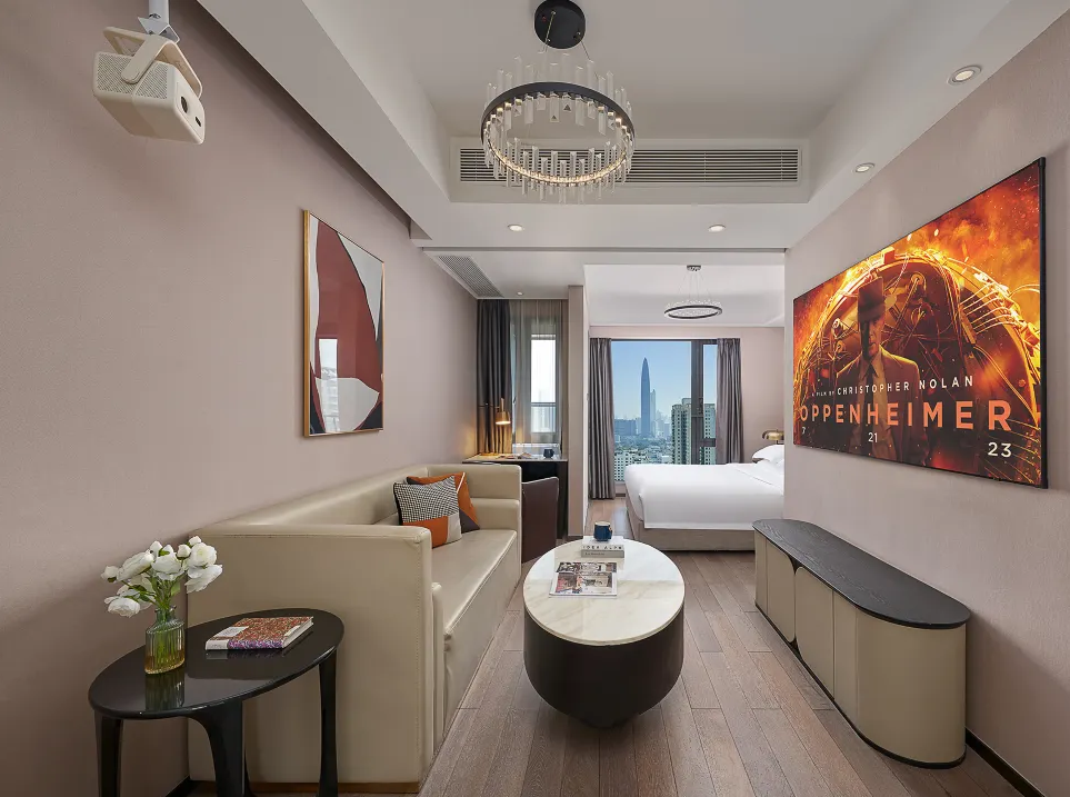 1-bedroom apartment in Futian, Shenzhen — parking available | 1 Bedroom with King-Size Bed Apartment (High-rise Night View | Refrigerator | Washing Machine) in Zhijian Hotel — Photo 1